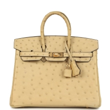 HERMèS BIRKIN 25 TRENCH OSTRICH GOLD HARDWARE
