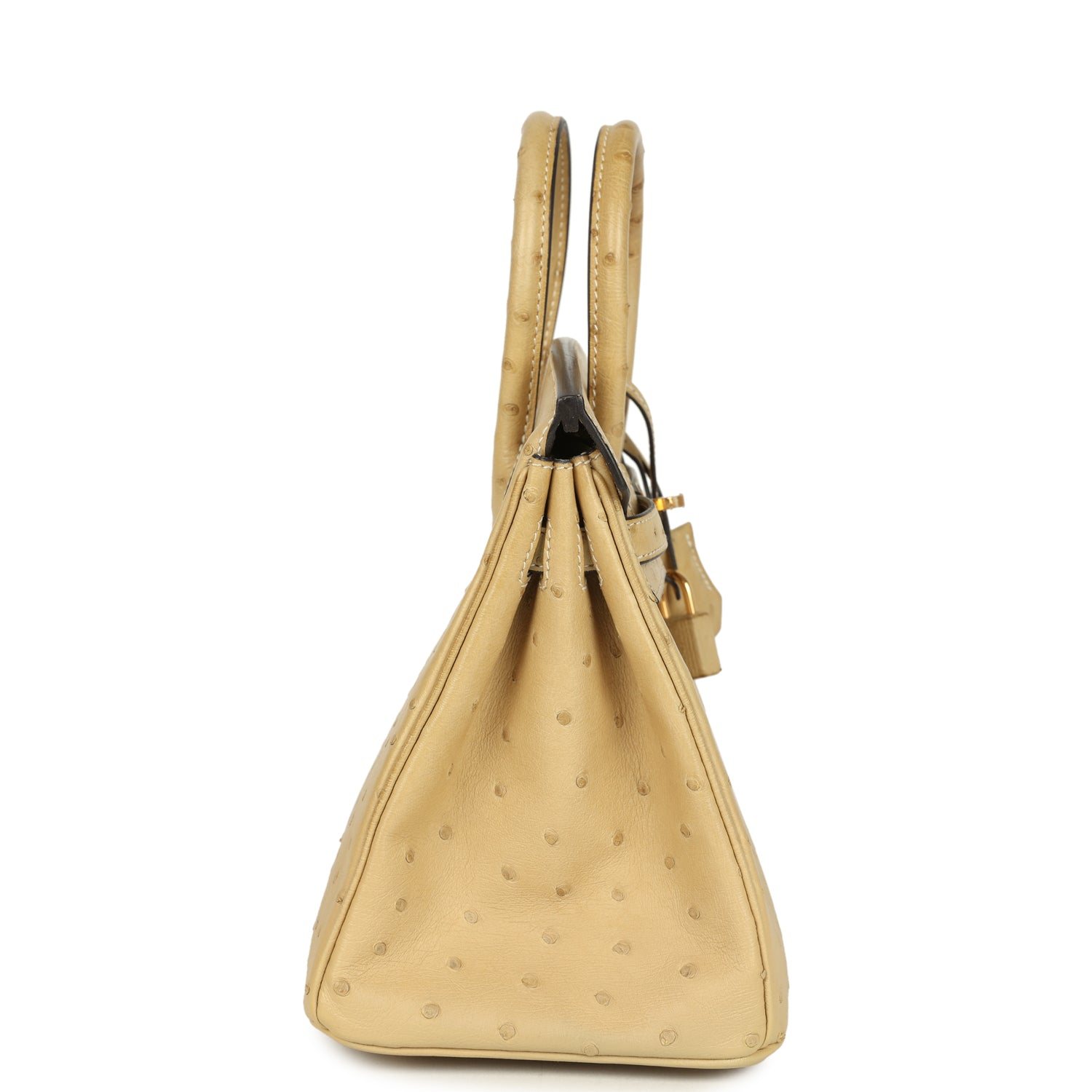 HERMèS BIRKIN 25 TRENCH OSTRICH GOLD HARDWARE