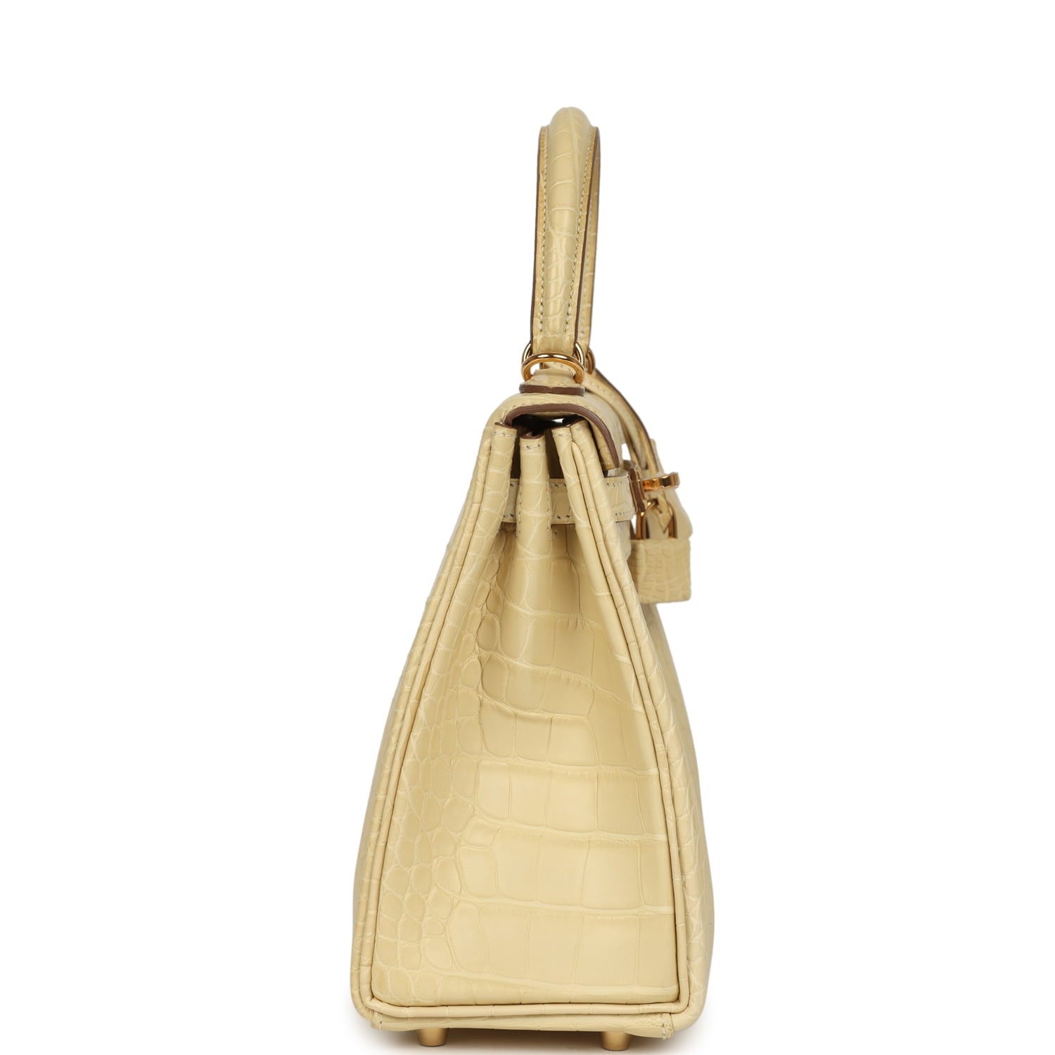 HERMèS KELLY RETOURNE 25 VANILLE MATTE ALLIGATOR GOLD HARDWARE