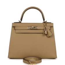 HERMèS KELLY SELLIER 28 POUSSIERE EPSOM PERMABRASS HARDWARE