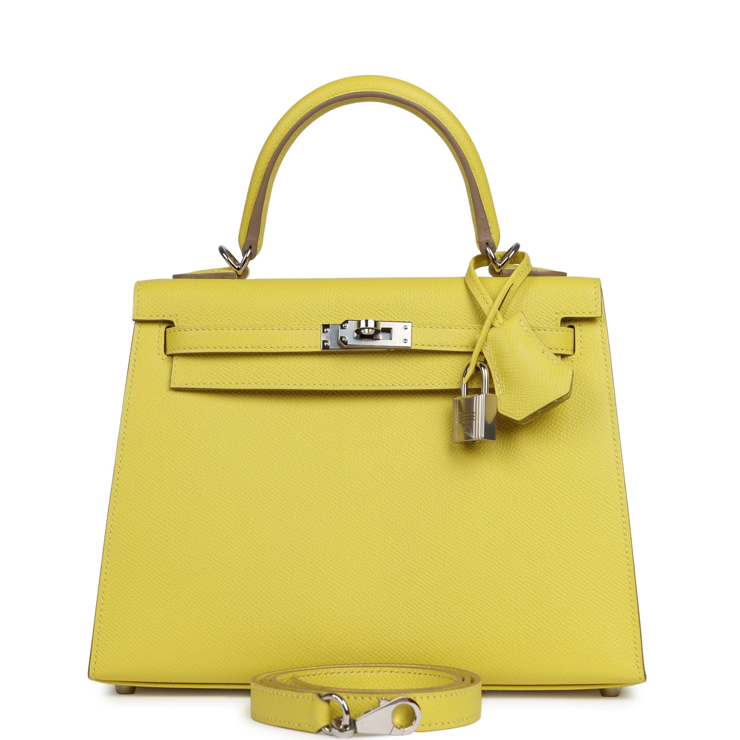 HERMèS KELLY SELLIER 25 LIME EPSOM PALLADIUM HARDWARE