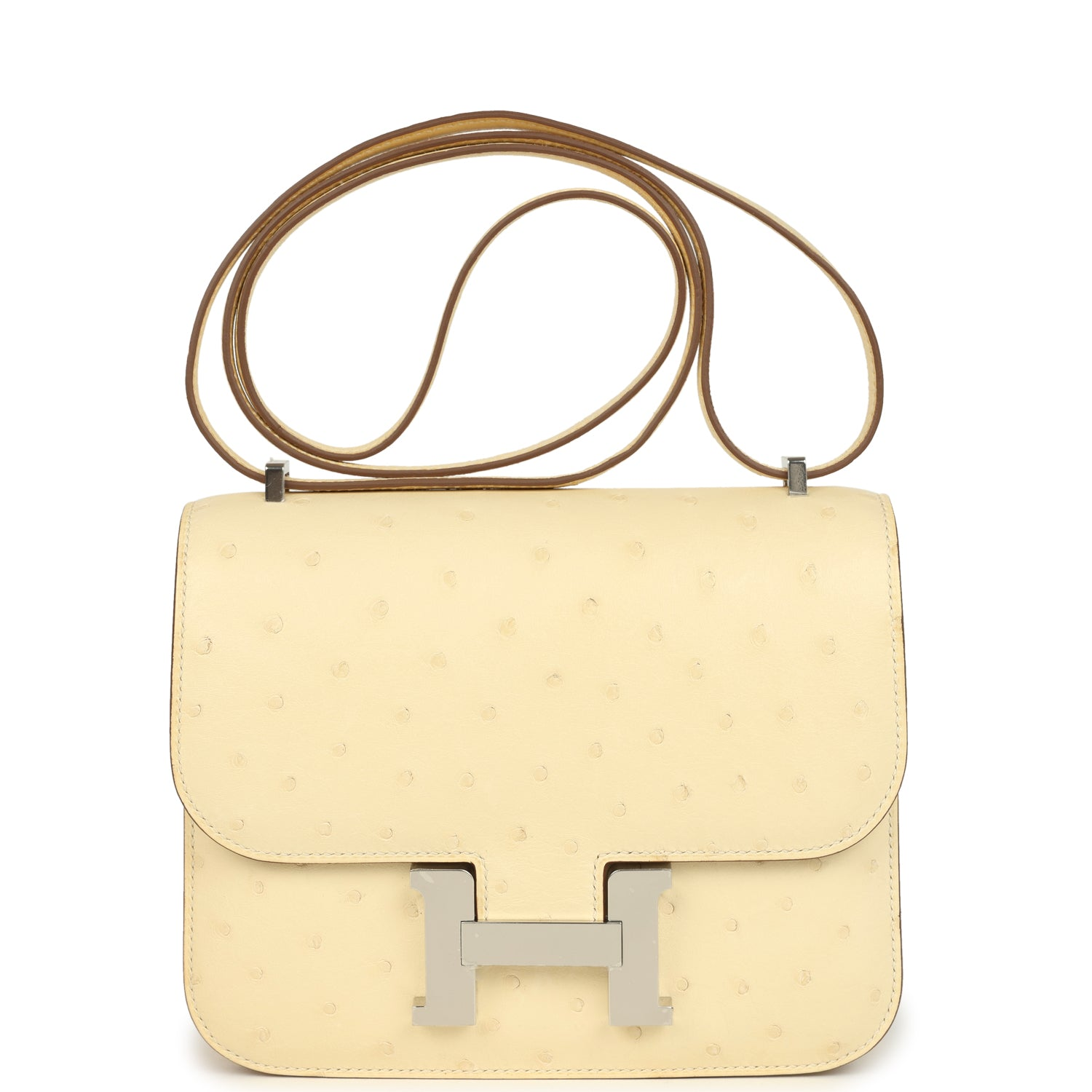 HERMèS CONSTANCE 18 VANILLE OSTRICH PALLADIUM HARDWARE