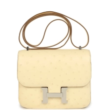 HERMèS CONSTANCE 18 VANILLE OSTRICH PALLADIUM HARDWARE