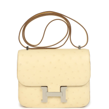 HERMèS CONSTANCE 18 VANILLE OSTRICH PALLADIUM HARDWARE
