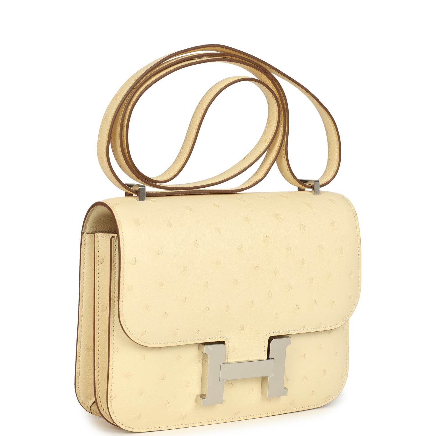 HERMèS CONSTANCE 18 VANILLE OSTRICH PALLADIUM HARDWARE