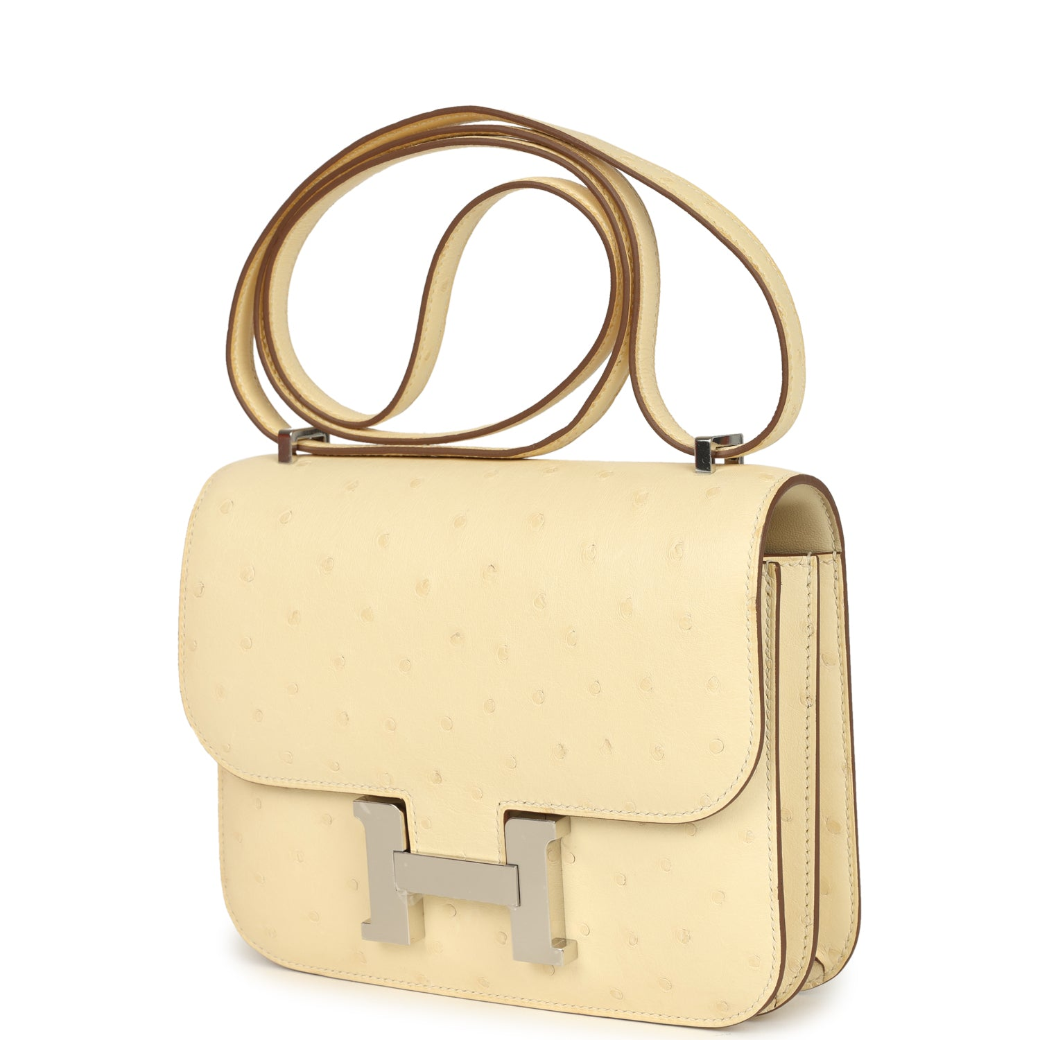 HERMèS CONSTANCE 18 VANILLE OSTRICH PALLADIUM HARDWARE