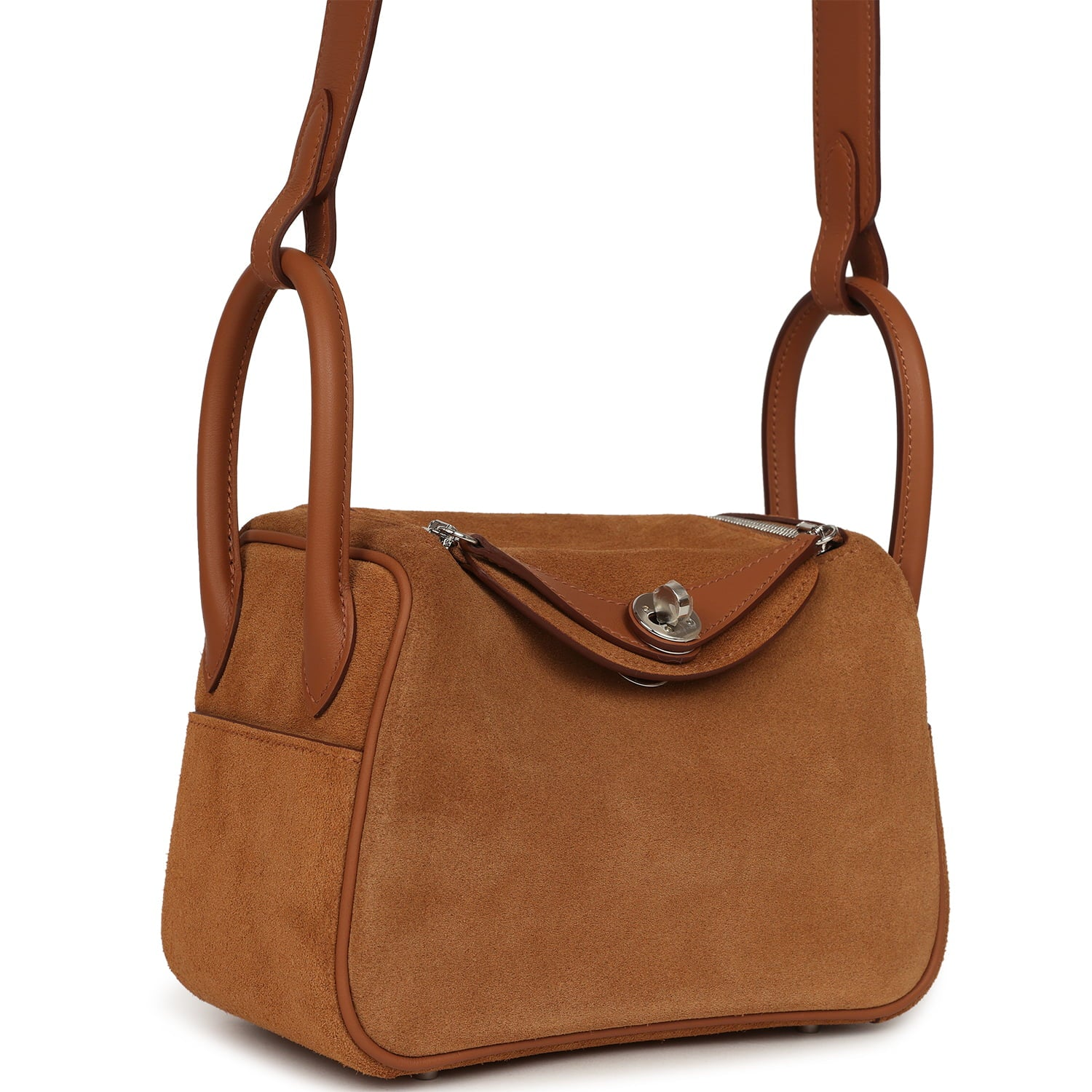 HERMèS MINI LINDY II CHAMOIS GRIZZLY GOLD SWIFT PALLADIUM HARDWARE
