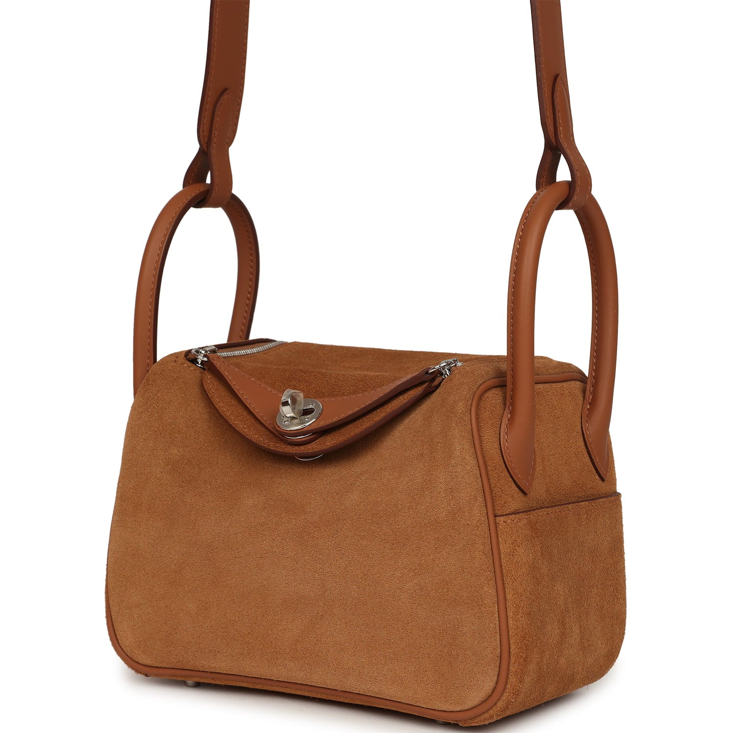 HERMèS MINI LINDY II CHAMOIS GRIZZLY GOLD SWIFT PALLADIUM HARDWARE