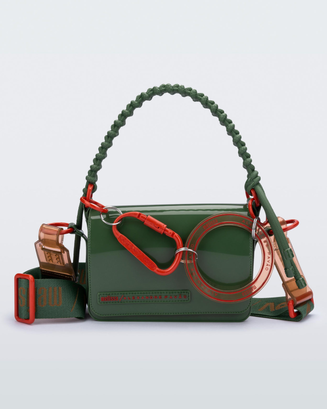 MELISSA + ALEXANDRE PAVAO OLGA BAG  DARK GREEN
