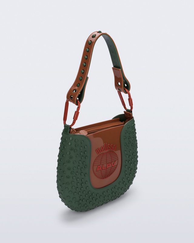 MELISSA + ALEXANDRE PAVAO NINA BAG  GREEN/BROWN