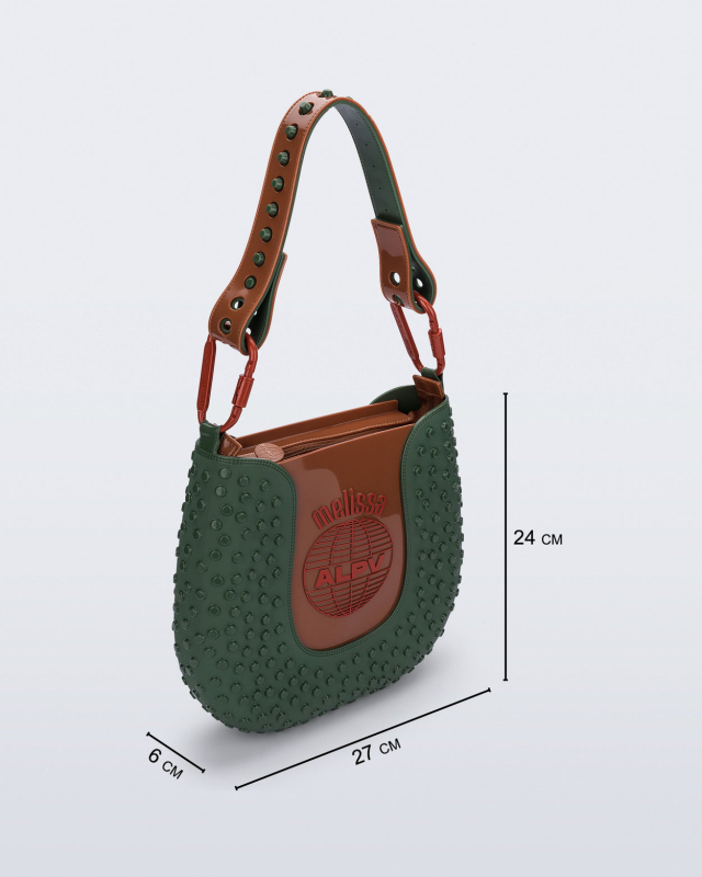 MELISSA + ALEXANDRE PAVAO NINA BAG  GREEN/BROWN