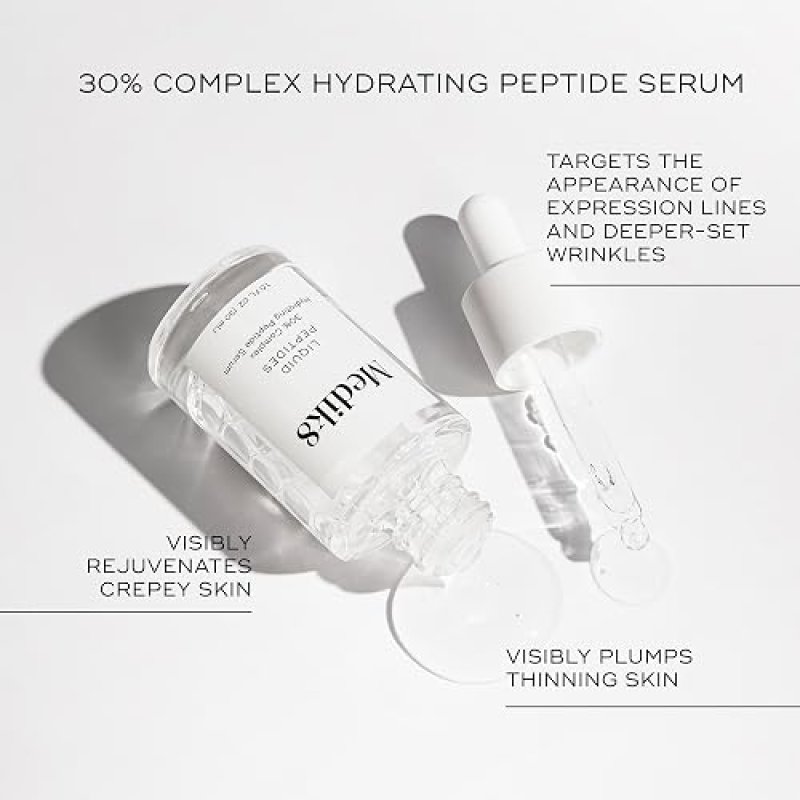 MEDIK8 LIQUID PEPTIDES FACE SERUM 1OZ - HYDRATING ANTI-AGING PEPTIDE SERUM FOR WRINKLES