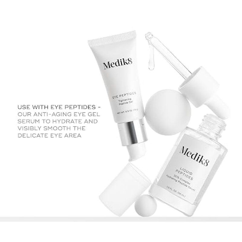MEDIK8 LIQUID PEPTIDES FACE SERUM 1OZ - HYDRATING ANTI-AGING PEPTIDE SERUM FOR WRINKLES