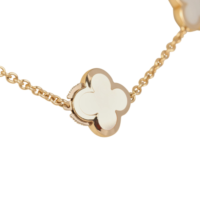 VAN CLEEF & ARPELS PURE ALHAMBRA 9 MOTIF NECKLACE MOTHER OF PEARL 18K YELLOW GOLD