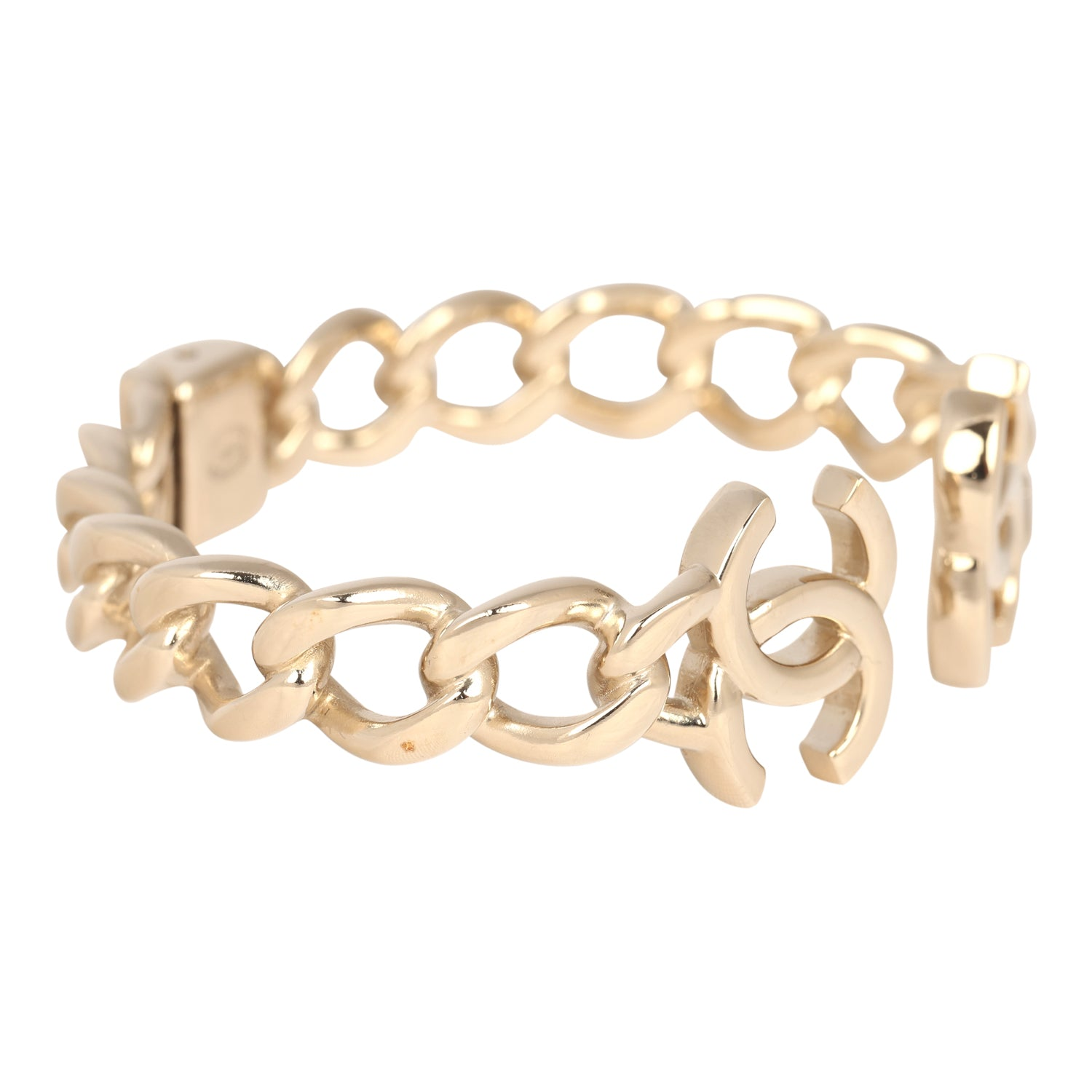 CHANEL CHAIN CC CUFF BRACELET LIGHT GOLD
