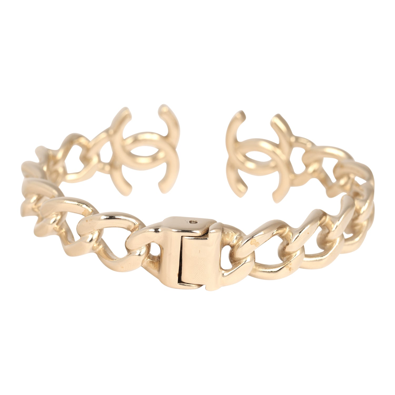 CHANEL CHAIN CC CUFF BRACELET LIGHT GOLD