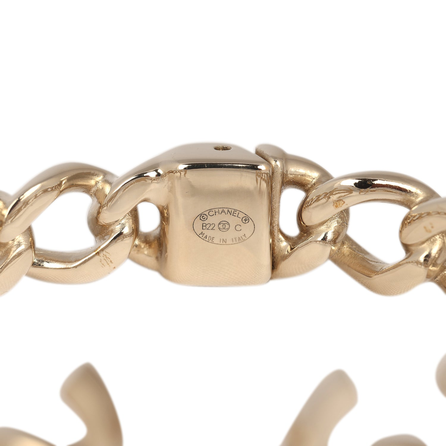 CHANEL CHAIN CC CUFF BRACELET LIGHT GOLD