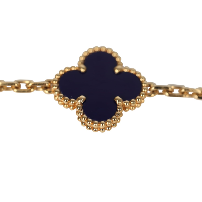 VAN CLEEF & ARPELS LIMITED EDITION "VENDOME" VINTAGE ALHAMBRA DIAMOND BRACELET AND BLUE SEVRES PORCELAIN 18K YELLOW GOLD