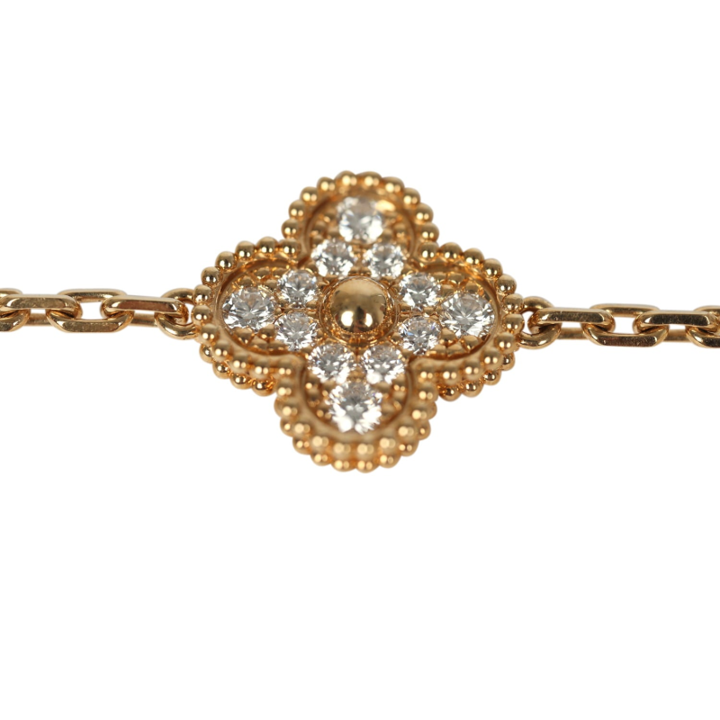 VAN CLEEF & ARPELS LIMITED EDITION "VENDOME" VINTAGE ALHAMBRA DIAMOND BRACELET AND BLUE SEVRES PORCELAIN 18K YELLOW GOLD
