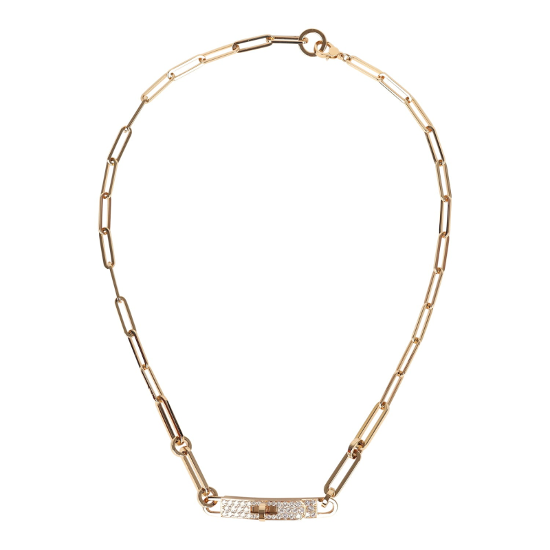 HERMèS SMALL KELLY CHAINE CHOKER NECKLACE DIAMONDS 18K YELLOW GOLD