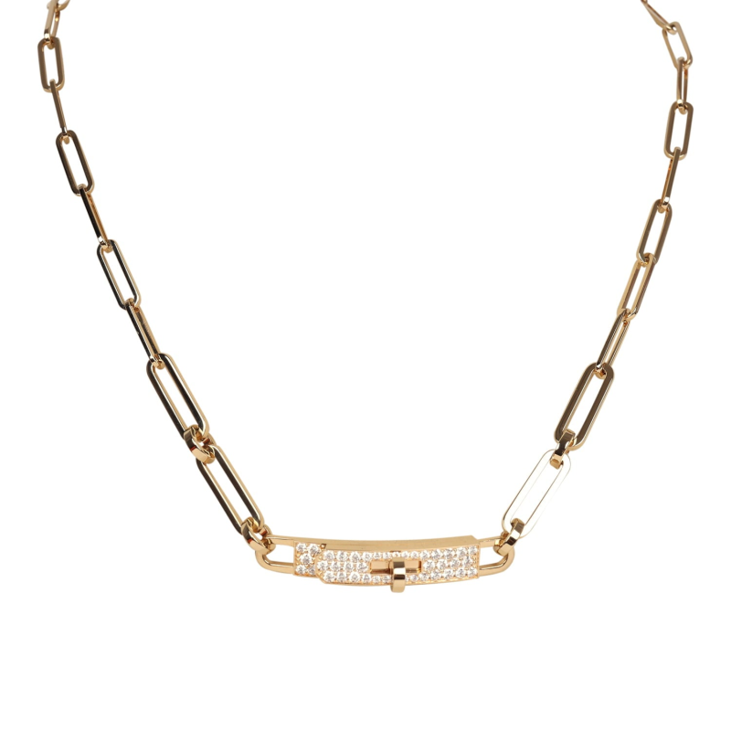 HERMèS SMALL KELLY CHAINE CHOKER NECKLACE DIAMONDS 18K YELLOW GOLD