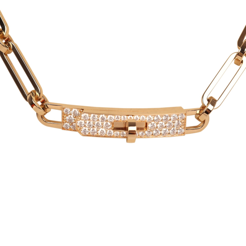 HERMèS SMALL KELLY CHAINE CHOKER NECKLACE DIAMONDS 18K YELLOW GOLD