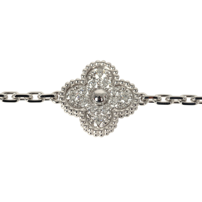 VAN CLEEF & ARPELS VINTAGE ALHAMBRA 5 MOTIF BRACELET ONYX DIAMONDS AND 18K WHITE GOLD