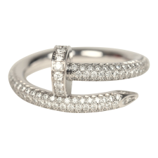 CARTIER JUSTE UN CLOU SMALL MODEL PAVE RING 18K WHITE GOLD & DIAMONDS