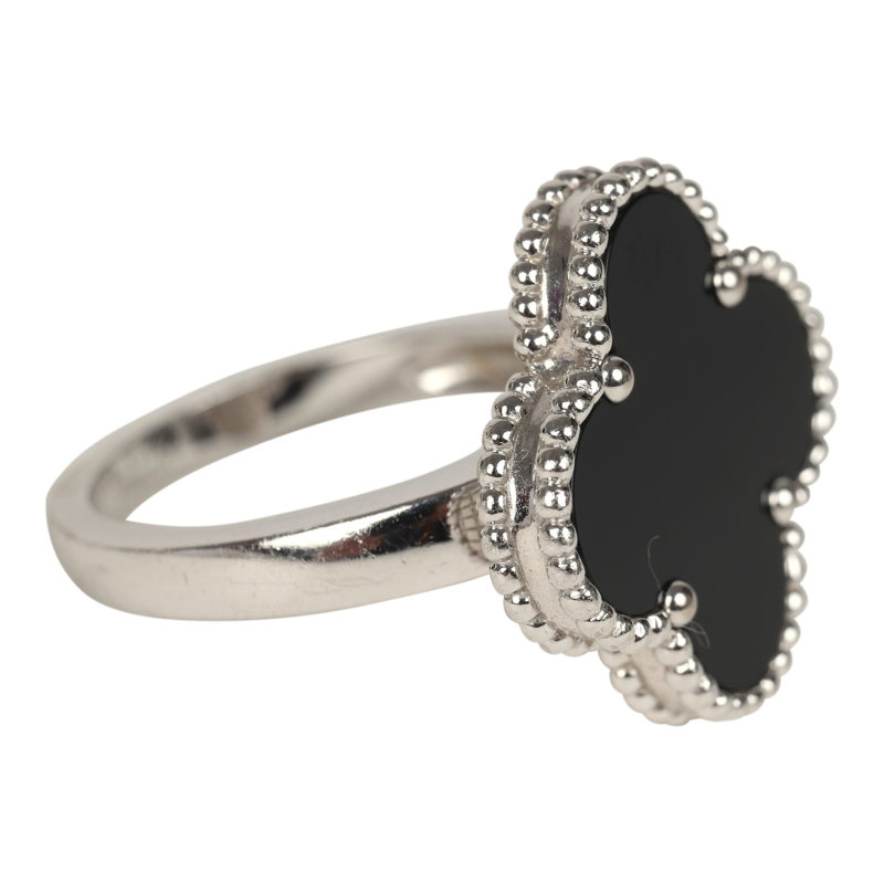 VAN CLEEF & ARPELS MAGIC ALHAMBRA RING ONYX 18K WHITE GOLD