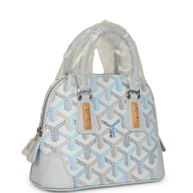 GOYARD GOYARDINE CANVAS POLAR BLUE VENDOME NANO BAG PALLADIUM HARDWARE