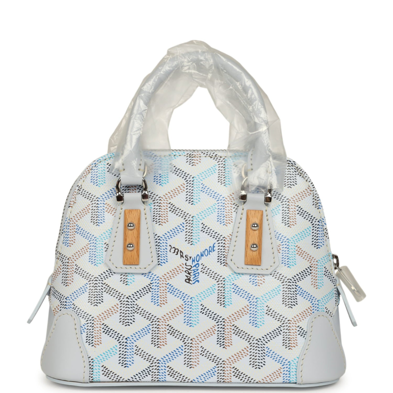 GOYARD GOYARDINE CANVAS POLAR BLUE VENDOME NANO BAG PALLADIUM HARDWARE