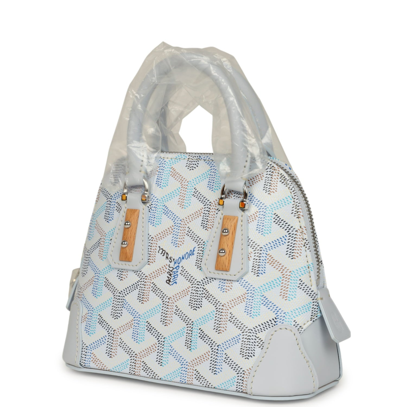 GOYARD GOYARDINE CANVAS POLAR BLUE VENDOME NANO BAG PALLADIUM HARDWARE
