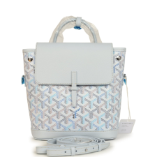 GOYARD GOYARDINE CANVAS POLAR BLUE MINI ALPIN BACKPACK PALLADIUM HARDWARE
