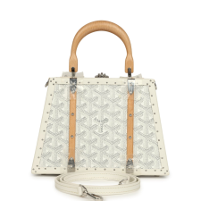 GOYARD GOYARDINE SAIGON MINI TRUNK WHITE CERVON CALFSKIN PALLADIUM HARDWARE