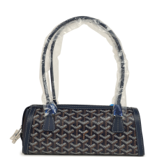 GOYARD GOYARDINE CANVAS BONBONNIèRE BAG NAVY BLUE CHEVROCHES CALFSKIN PALLADIUM HARDWARE
