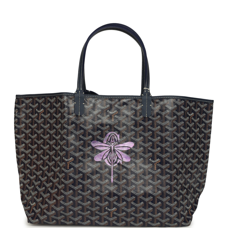 GOYARD GOYARDINE NAVY SAINT LOUIS PM TOTE BAG PALLADIUM HARDWARE
