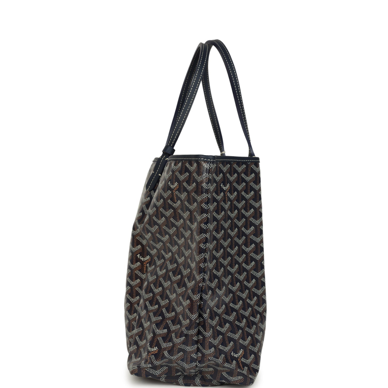 GOYARD GOYARDINE NAVY SAINT LOUIS PM TOTE BAG PALLADIUM HARDWARE