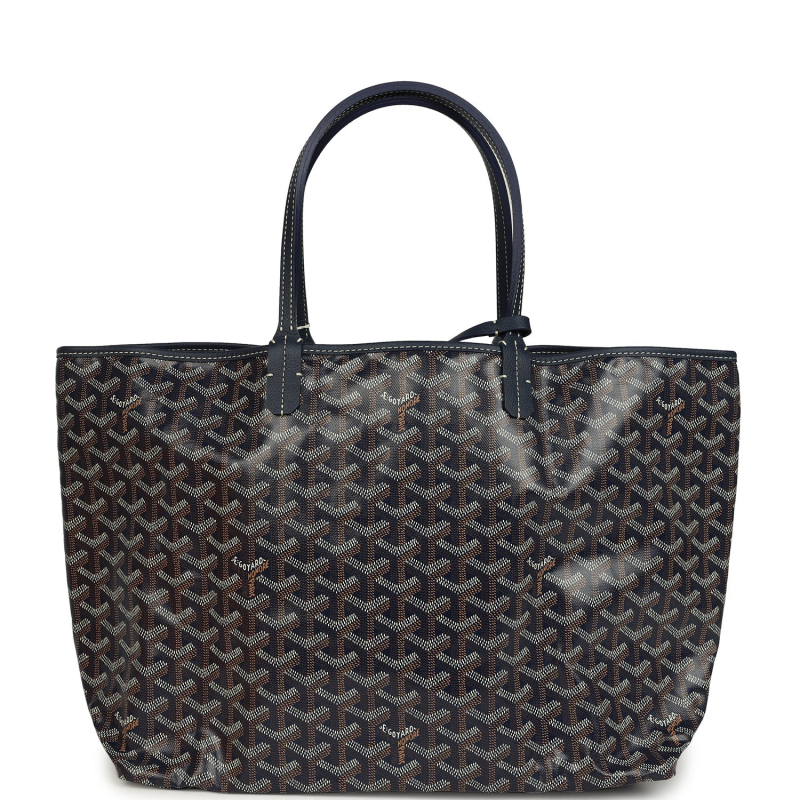 GOYARD GOYARDINE NAVY SAINT LOUIS PM TOTE BAG PALLADIUM HARDWARE