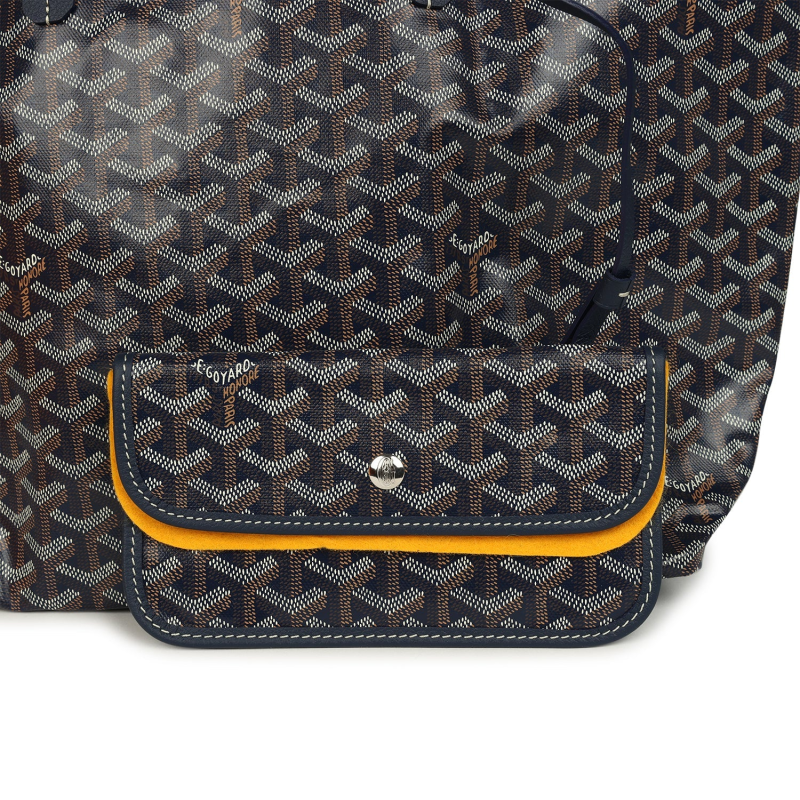 GOYARD GOYARDINE NAVY SAINT LOUIS PM TOTE BAG PALLADIUM HARDWARE