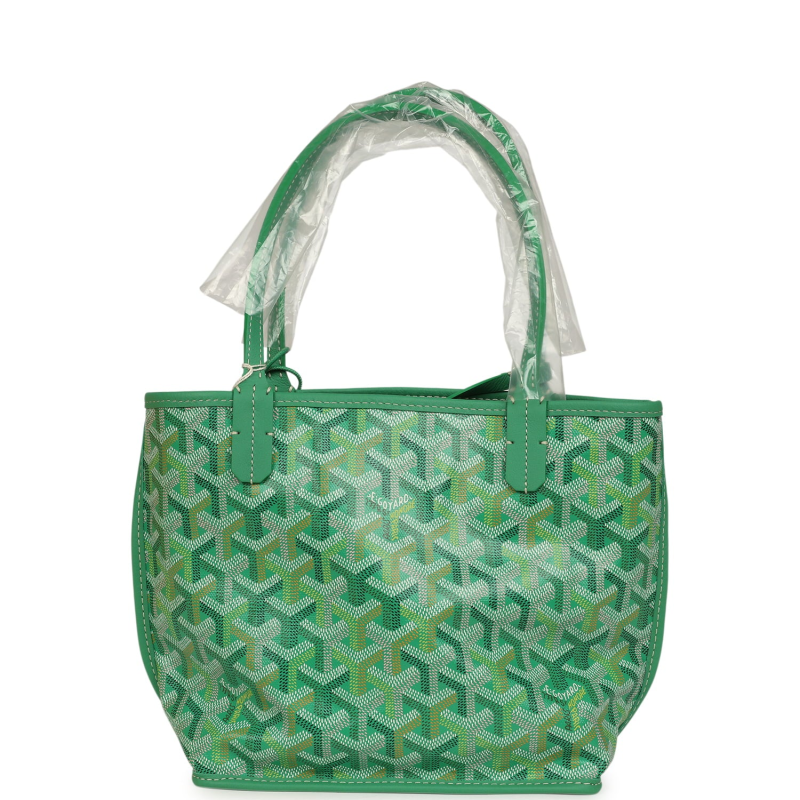 GOYARD GOYARDINE ANJOU MEADOW GREEN MINI BAG PALLADIUM HARDWARE