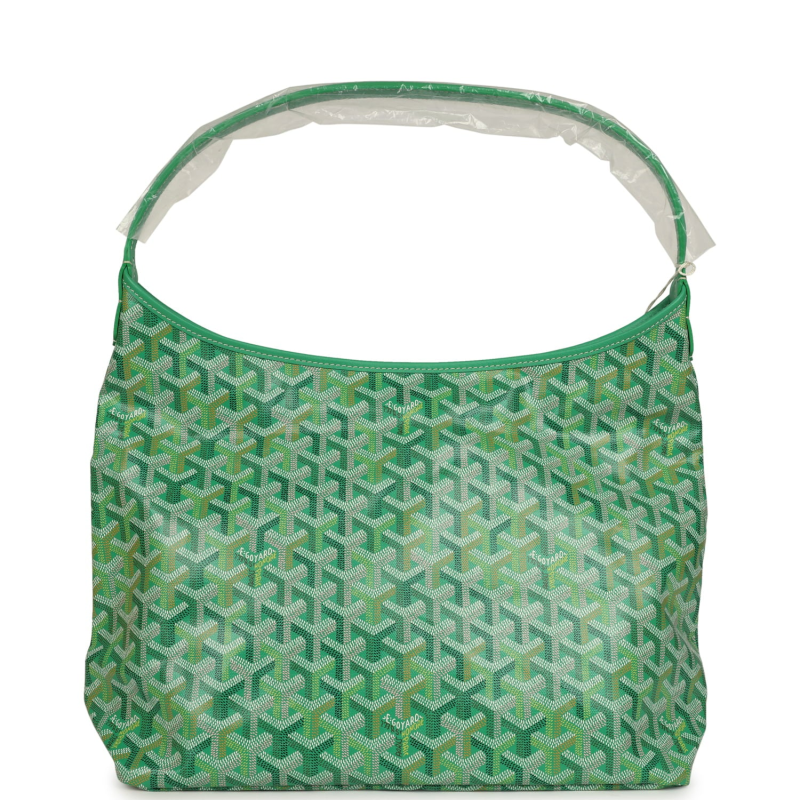 GOYARD GOYARDINE MEADOW GREEN BOHEME PM HOBO BAG PALLADIUM HARDWARE