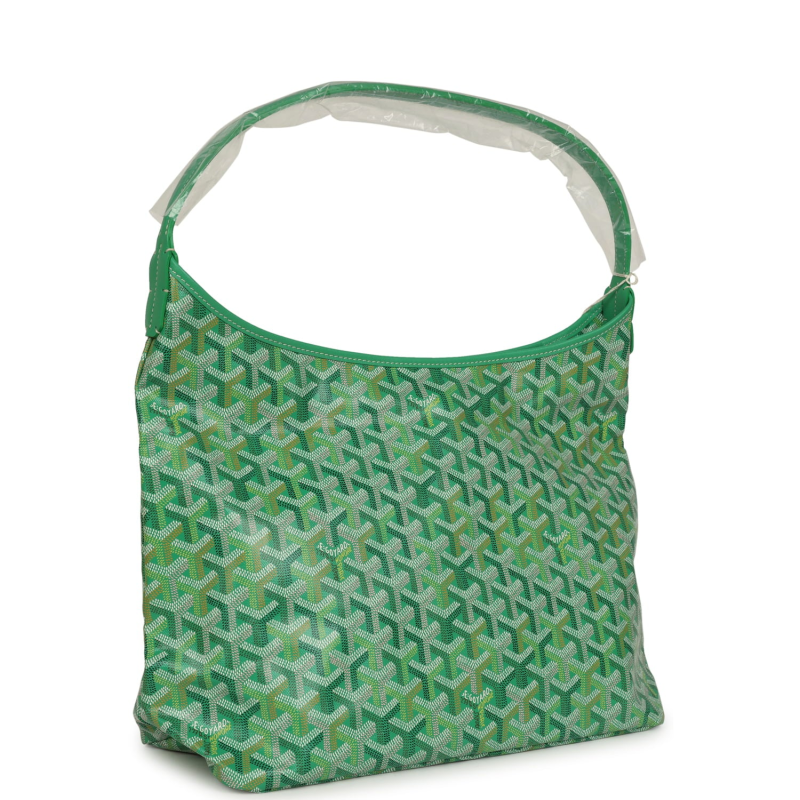 GOYARD GOYARDINE MEADOW GREEN BOHEME PM HOBO BAG PALLADIUM HARDWARE