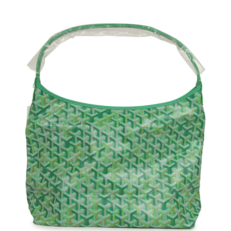 GOYARD GOYARDINE MEADOW GREEN BOHEME PM HOBO BAG PALLADIUM HARDWARE