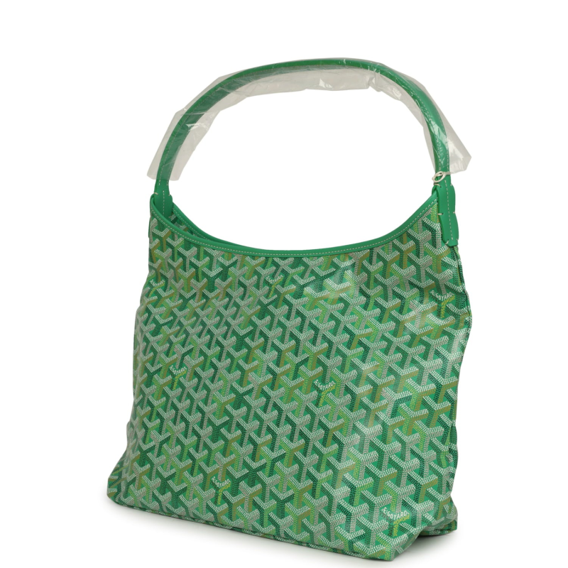 GOYARD GOYARDINE MEADOW GREEN BOHEME PM HOBO BAG PALLADIUM HARDWARE