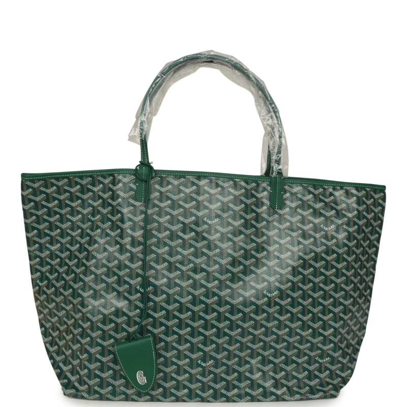 GOYARD GOYARDINE GREEN SAINT LOUIS GM TOTE BAG PALLADIUM HARDWARE