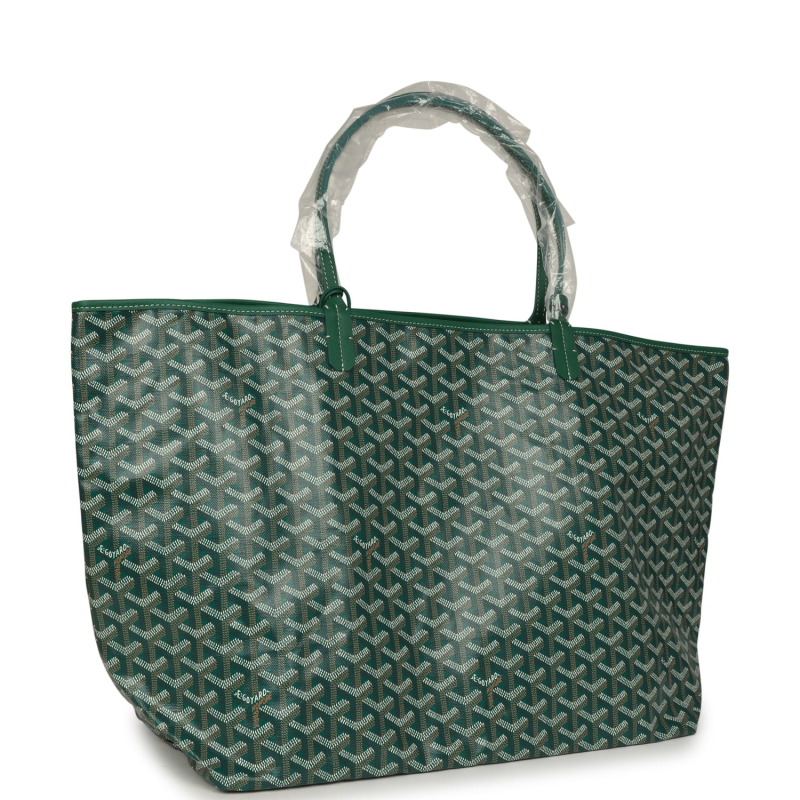 GOYARD GOYARDINE GREEN SAINT LOUIS GM TOTE BAG PALLADIUM HARDWARE