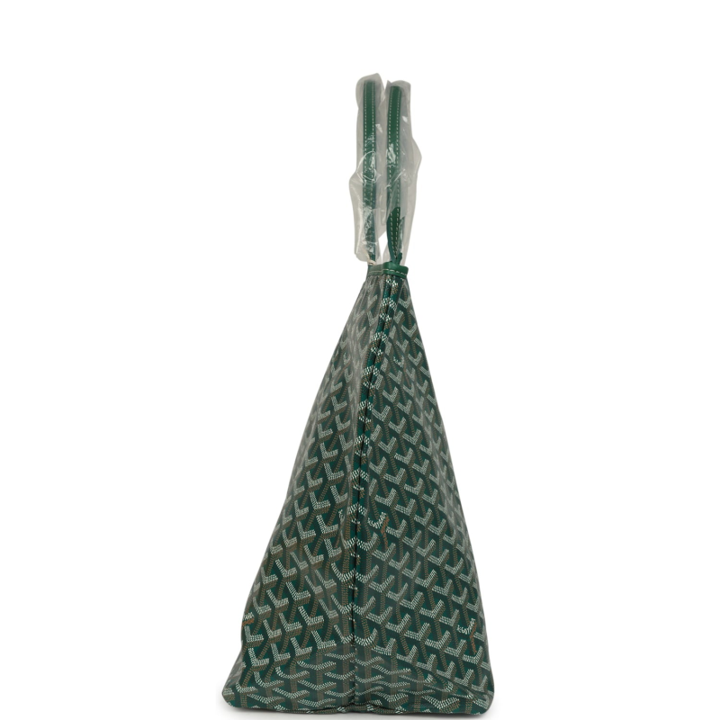 GOYARD GOYARDINE GREEN SAINT LOUIS GM TOTE BAG PALLADIUM HARDWARE