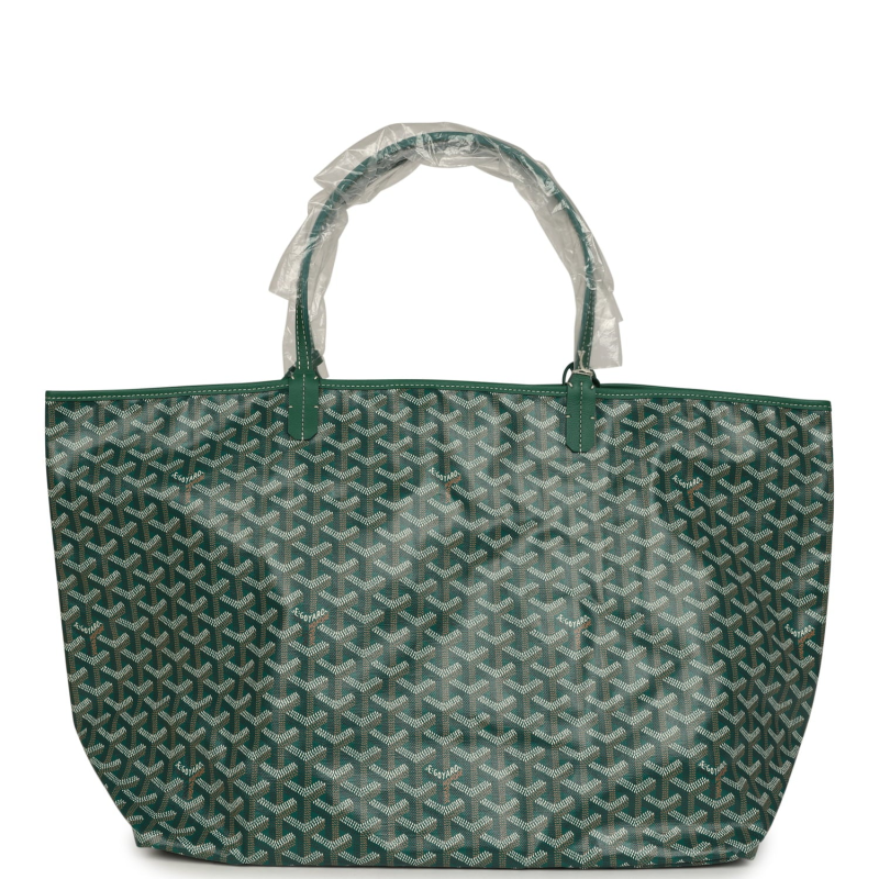 GOYARD GOYARDINE GREEN SAINT LOUIS GM TOTE BAG PALLADIUM HARDWARE