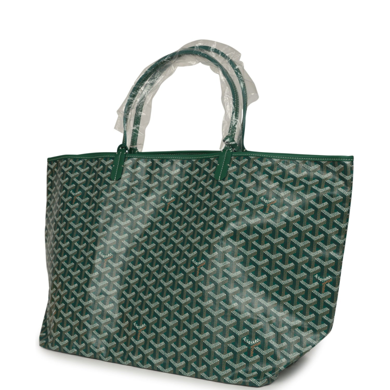 GOYARD GOYARDINE GREEN SAINT LOUIS GM TOTE BAG PALLADIUM HARDWARE