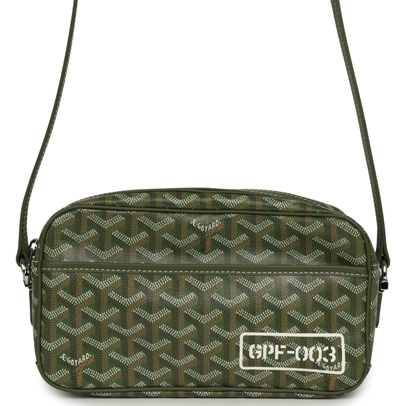 GOYARD GOYARDINE KHAKI CAP VERT PM BAG PALLADIUM HARDWARE